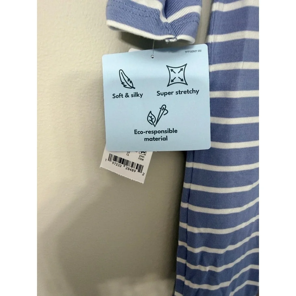 Carter's Sleeper Baby 9M Blue White Striped 2-Way‎ Zip Footed Pajamas NWT